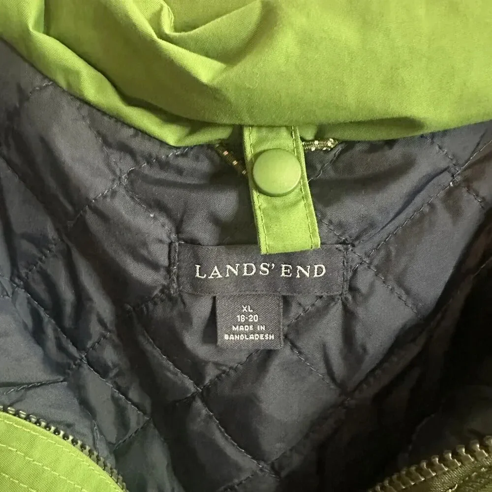 L.L. Bean Windbreaker Jacket Boys XLarge Green Full Zip Hooded Lined Long Sleeve